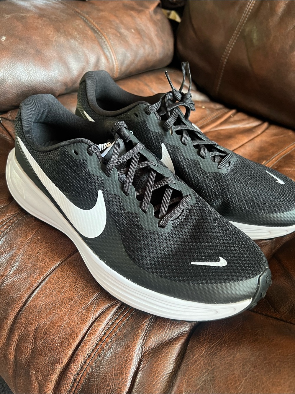 Nike Revolution 8 Men's Black Running Shoes with White Swoosh